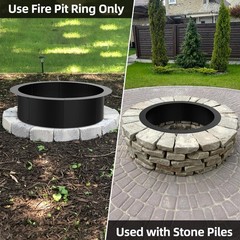 48”Inner/52”Outer Fire Pit Ring,Steel Metal Fire Ring Liner Outdoor DIY Pit