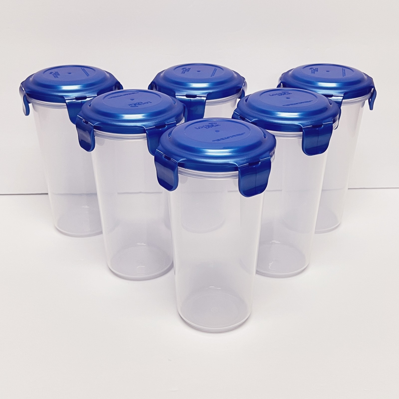 LocknLock 16-oz Slender Canisters w/ Locking Lids Set of 6 K92102 DENIM BLUE gallery
