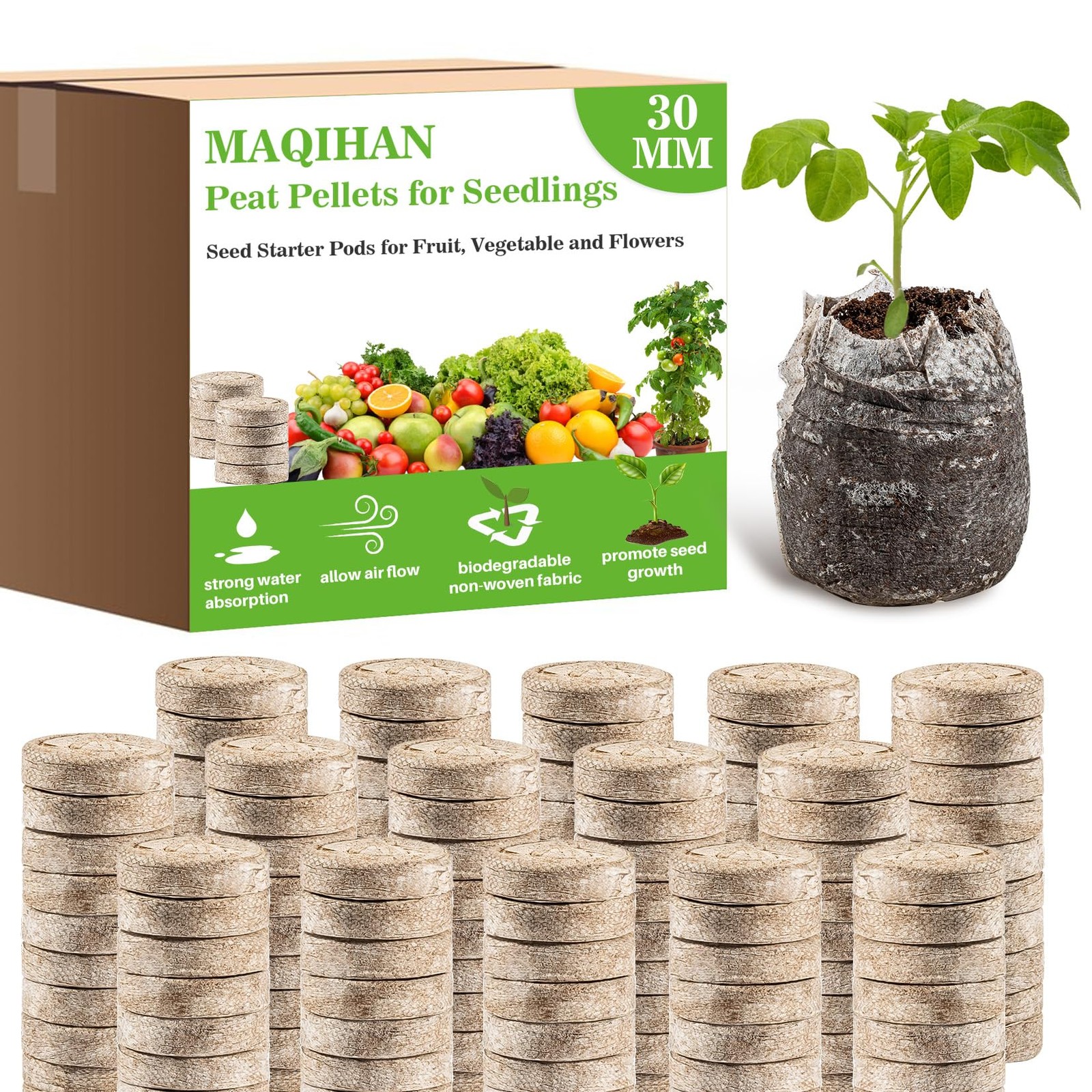 50PCS Peat Pellets for Seedlings - 30MM Seed Starter Pellets Peat Pods for Start gallery