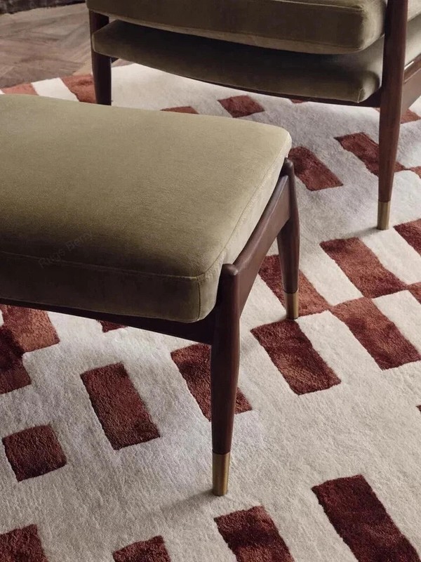 Hand Tufted Rug Raya Rust Hand Made Wool Silk Aesthetic Carpets For Bedroom gallery