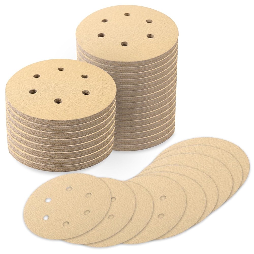 100PCS 6 inch Hook and Loop Sanding Discs 120 Grit 6-Hole Sander 150MM Sandpaper