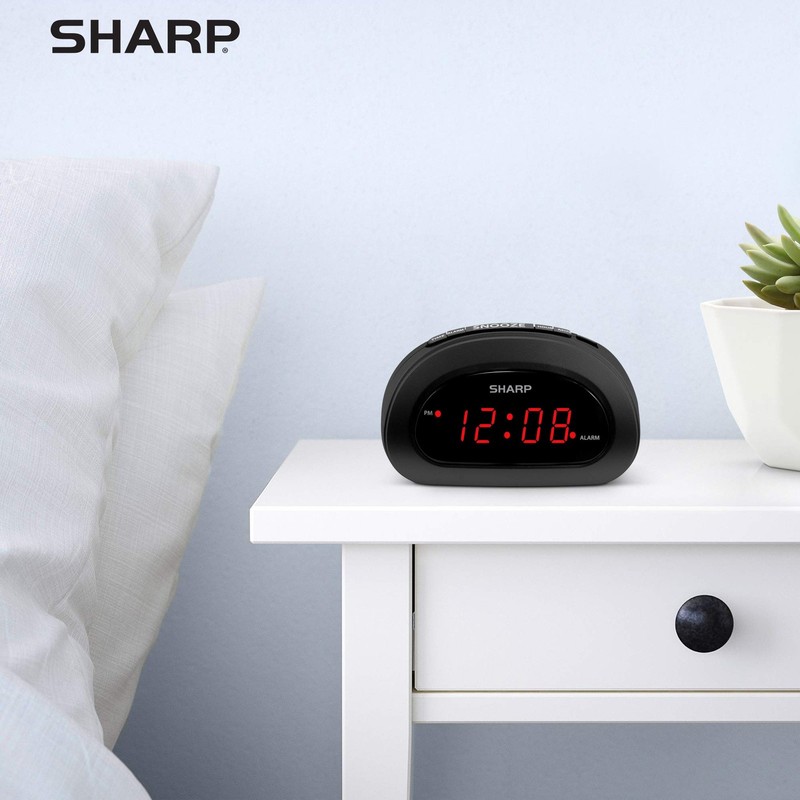 Sharp Small, Space-Saving Digital Alarm Clock – Compact Bedside Clock with La... gallery