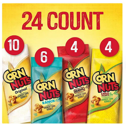 2-PACK Corn Nuts Mixed Crunchy Corn Snacks Variety Pack (1.7 oz., 24 pk.) gallery