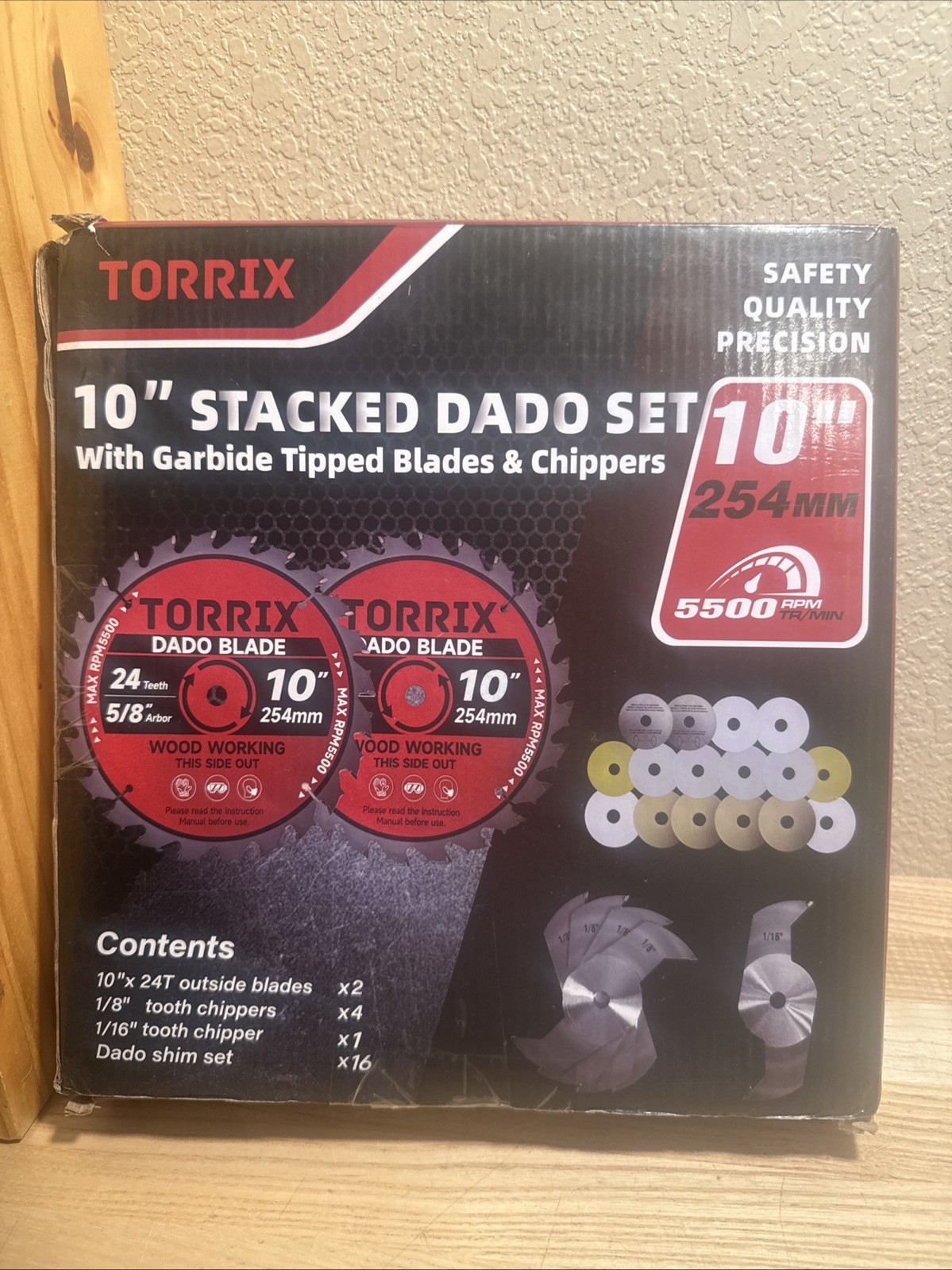 10'' Stacking Dado Blade Set, 24-Tooth, 5/8-Inch Arbor, 23 Pieces gallery