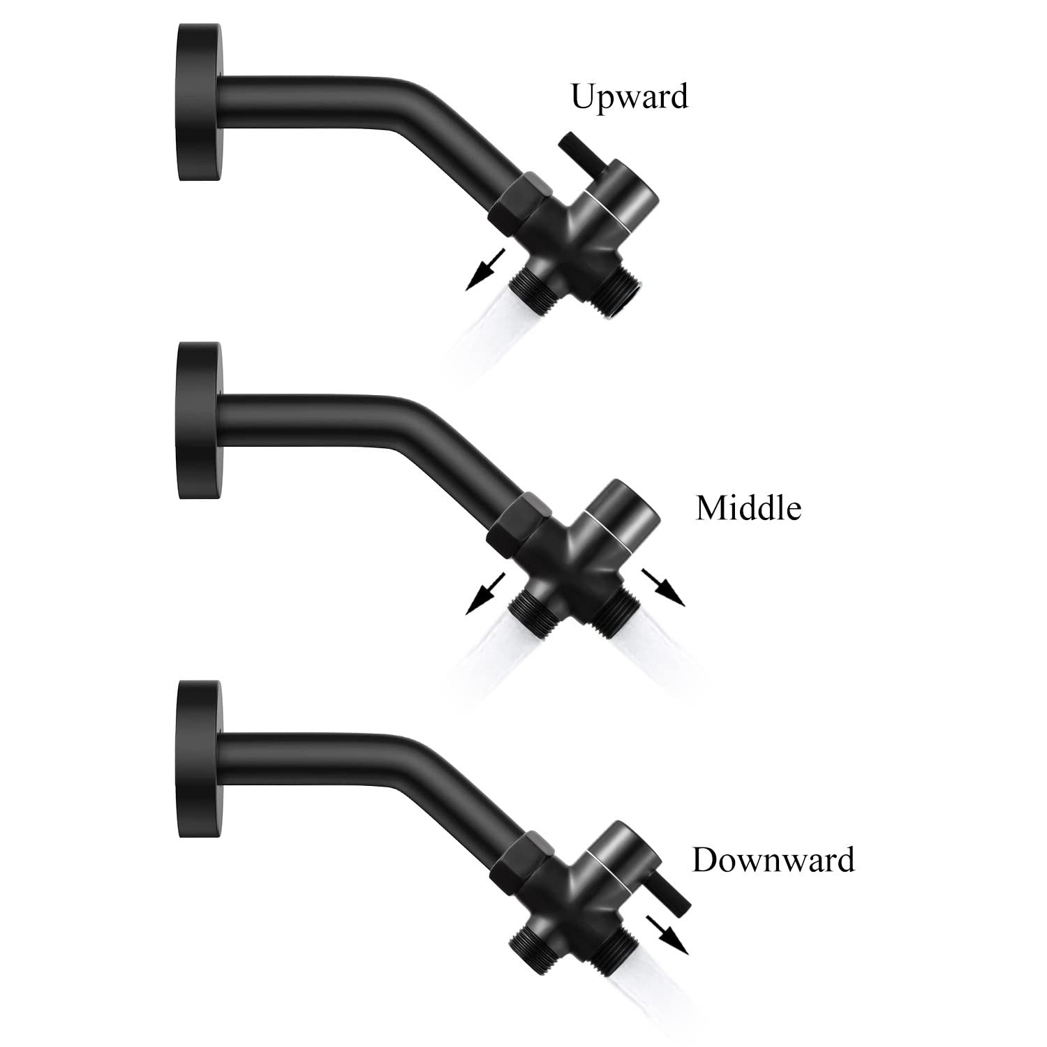 Solid Brass 3-Way G1/2 Shower Diverter (Matte Black) gallery