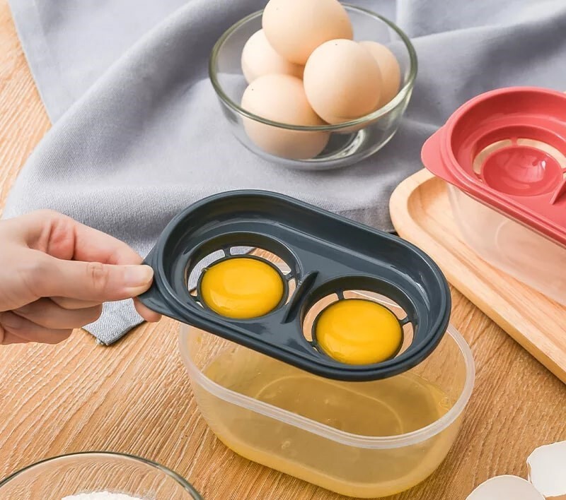 Egg Separator Plastic Double Eggs Yolk White Divider with Compartment BPA Free gallery