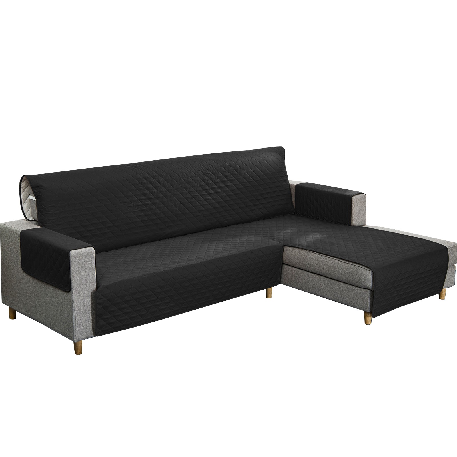 One-Piece L-Shape Sofa Couch Cover Reversible Chaise Lounge Cover Pet Mat 106" L gallery