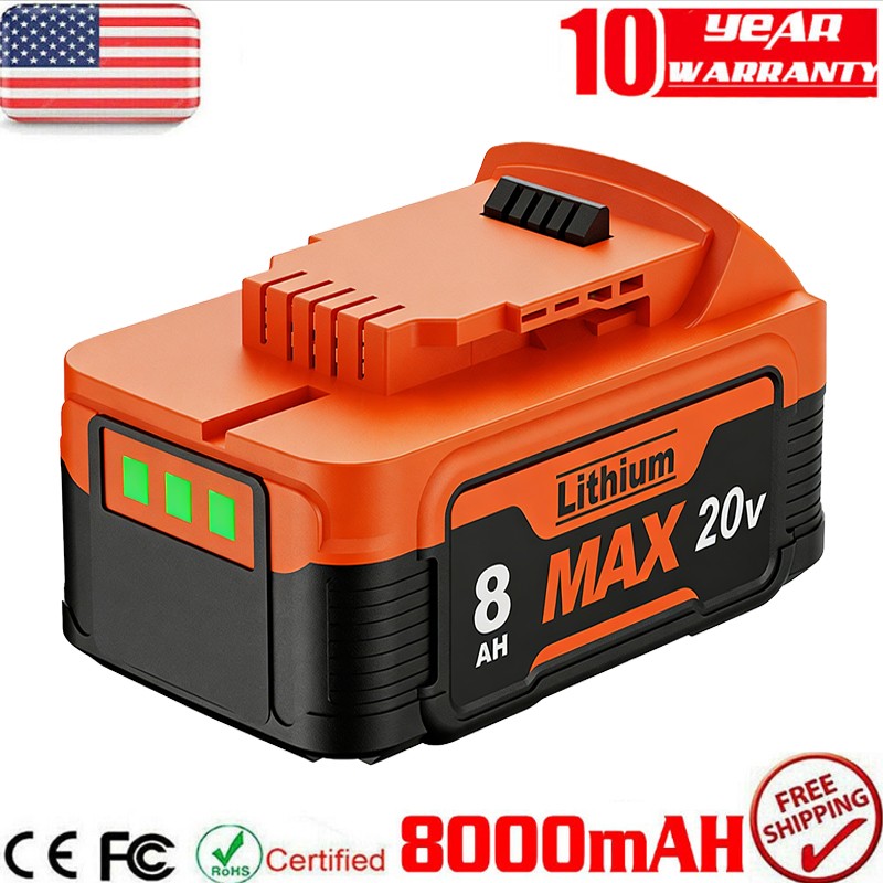 8.0AH Lithium Battery / Charger For DeWalt 20V 20 Volt Max XR DCB206-2 DCB205-2 gallery