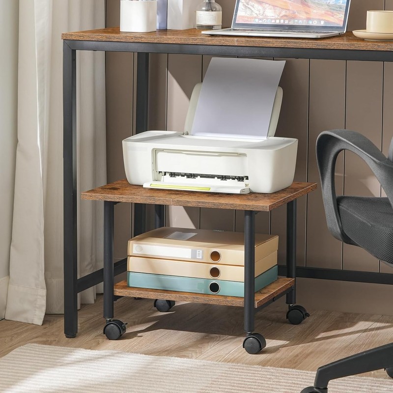 Printer Stand, 2-Tier Industrial Under Desk Printer Cart with Shelf, Mobile H... gallery
