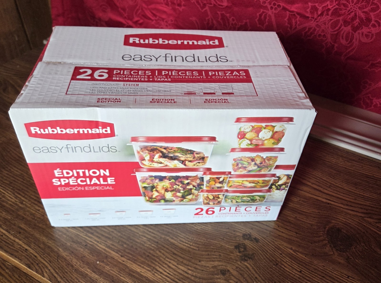 RUBBERMAID Food Storage Container Set w/EASY FIND LIDS 26-PC, RED, Vented - NEW gallery
