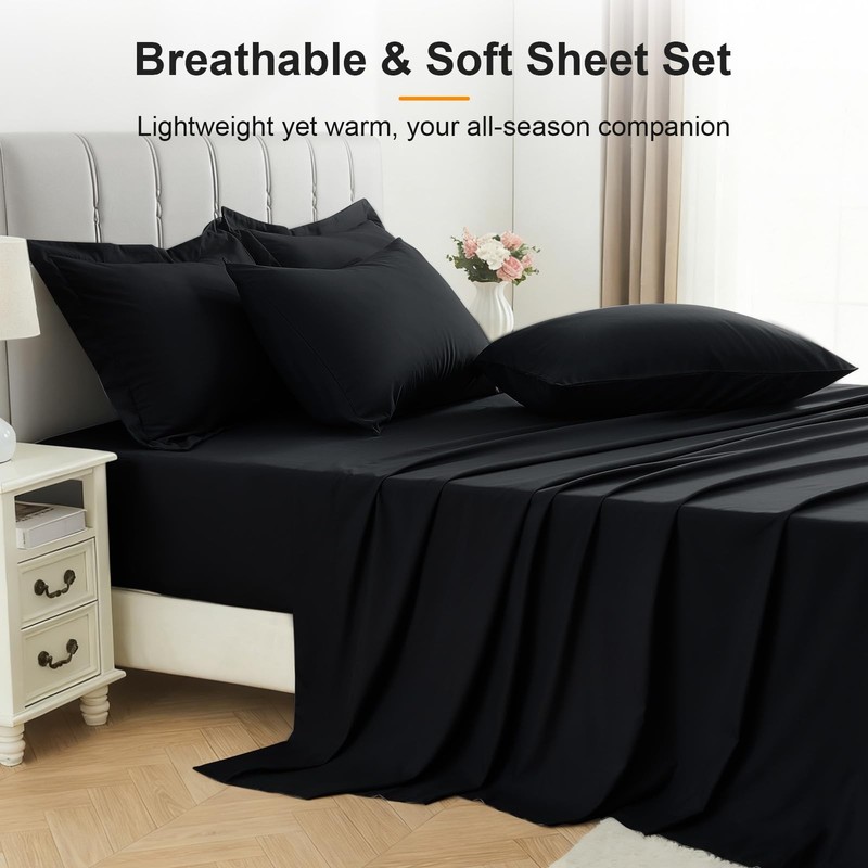Easthome King Size Comforter Set 7 Pieces - Soft Bed in a Bag King Bed Set Black gallery