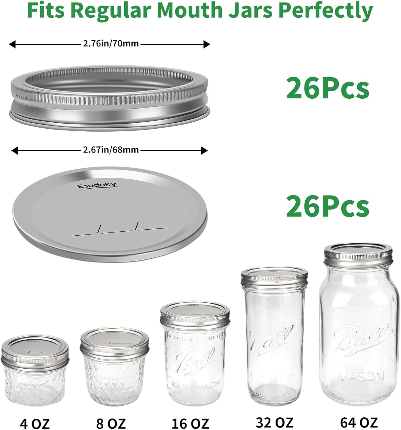 Canning Lids and Rings 52 Count Regular Mouth Mason Jar Band For Ball Kerr Jars gallery