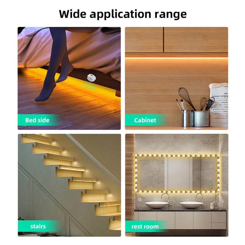 16.4ft Motion Activated LED Strip Light Waterproof for Kitchen, Bed, Stair gallery