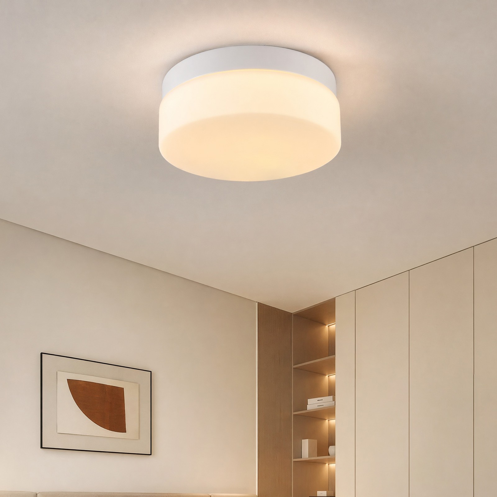 12'' Modern 24W LED Ceiling Light White 5CCT Dimmable Glass Flush Mount Fixture gallery
