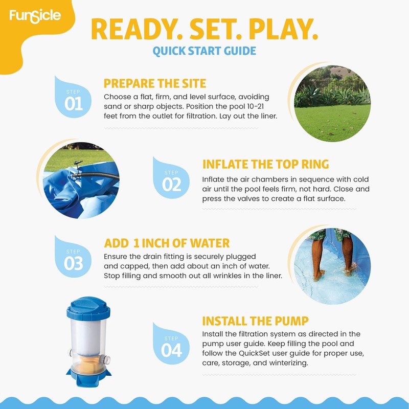 Funsicle 18" x 48" QuickSet Inflatable Ring Top Outdoor Above Ground Pool w/Pump gallery
