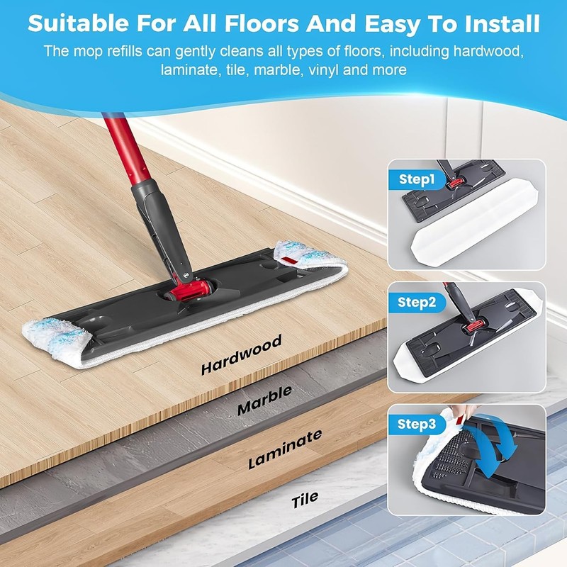 6 Pack Replacement Mop Pads for O-Cedar H2prO Flat Mop System Machine Washable gallery