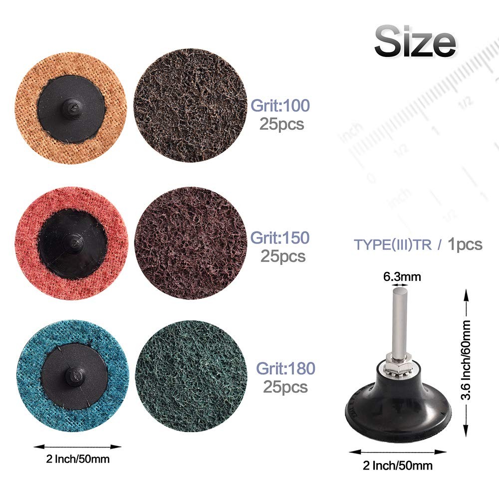 75Pcs 2inch Nylon Quick Change Sanding Discs Set, 2Pcs 1/4" Holders,... gallery