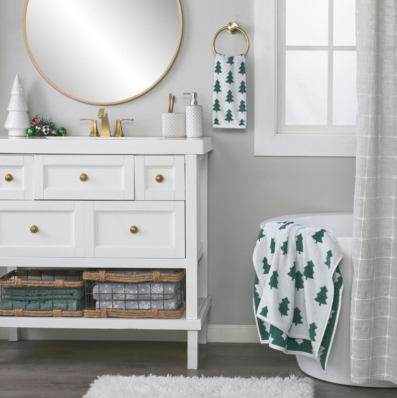 Reversible Pine Tree Design Bath Towel - Soft Cotton Luxury for All Ages gallery
