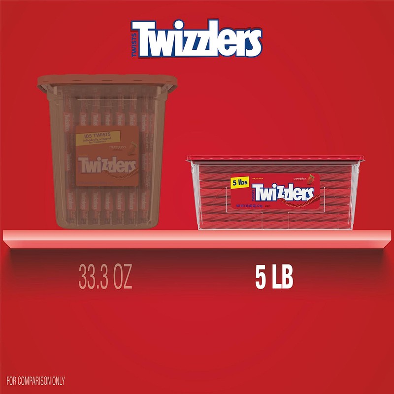 Twists Strawberry Flavored Licorice Style, Chewy Holiday Candy Tub, 5 lb gallery