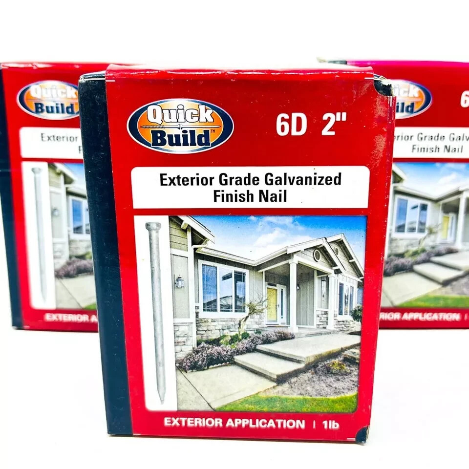 3 Pack Quick Build 06HGFN1LB, 6D 2 in Exterior Grade Galvanized Finish Nail 1lb gallery