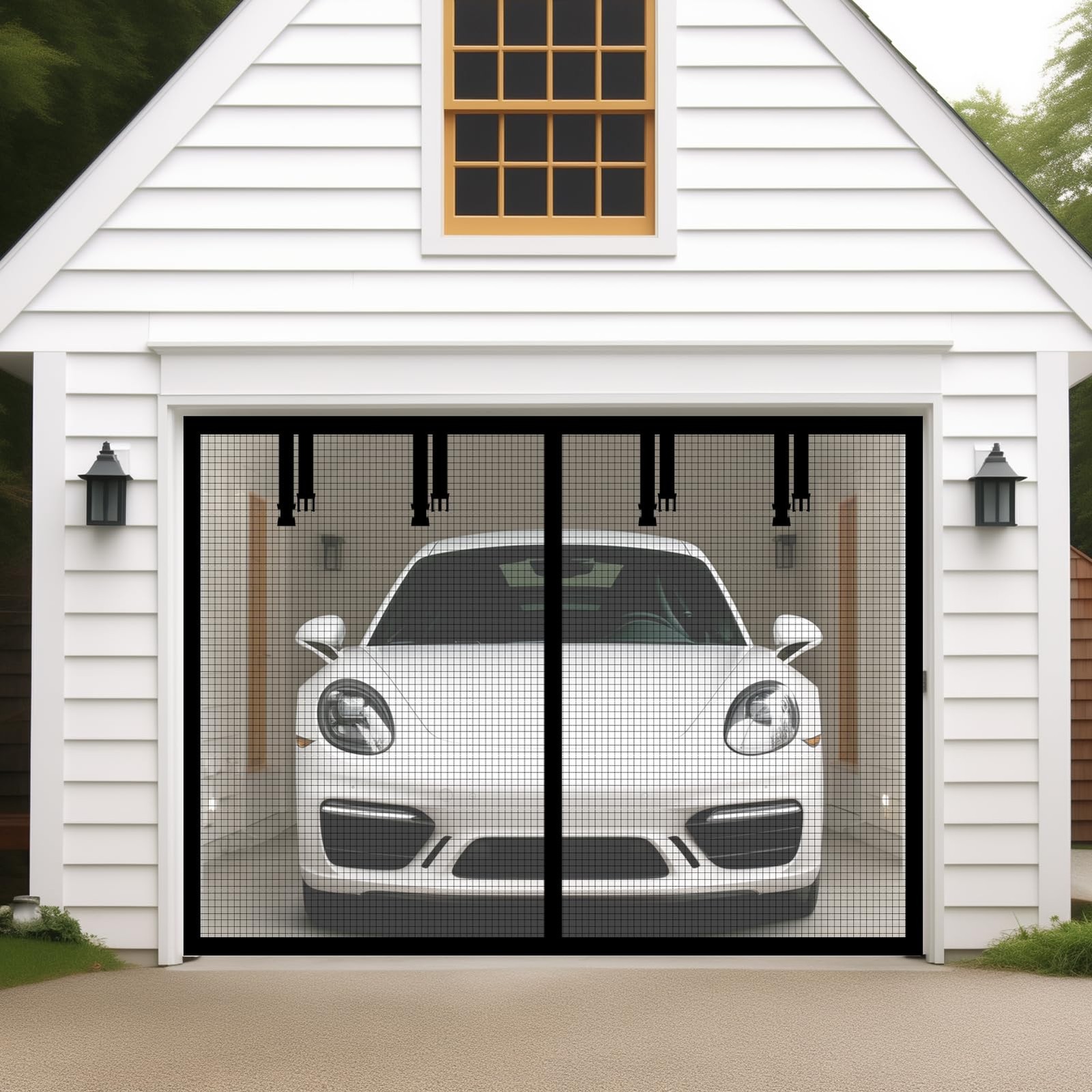 Aurelio TECH Magnetic Garage Door Screen for 1 Car 9x7 ft ft, Black gallery