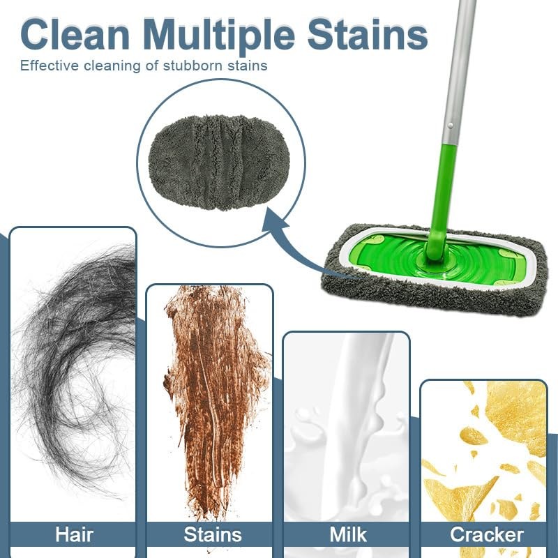 Reusable Microfiber Mop Pads Washable Wet Pads Compatible with Grey 4PCS gallery