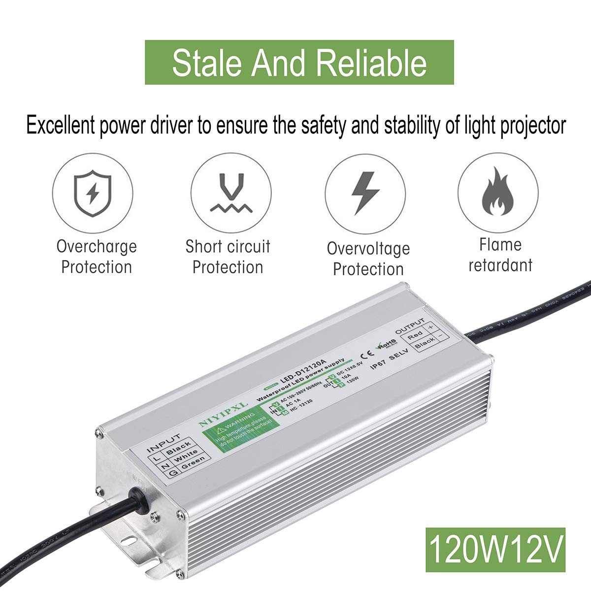 Led Driver 120 Watts Waterproof Ip67 Power Supply Transformer Adapter 100v260v A gallery