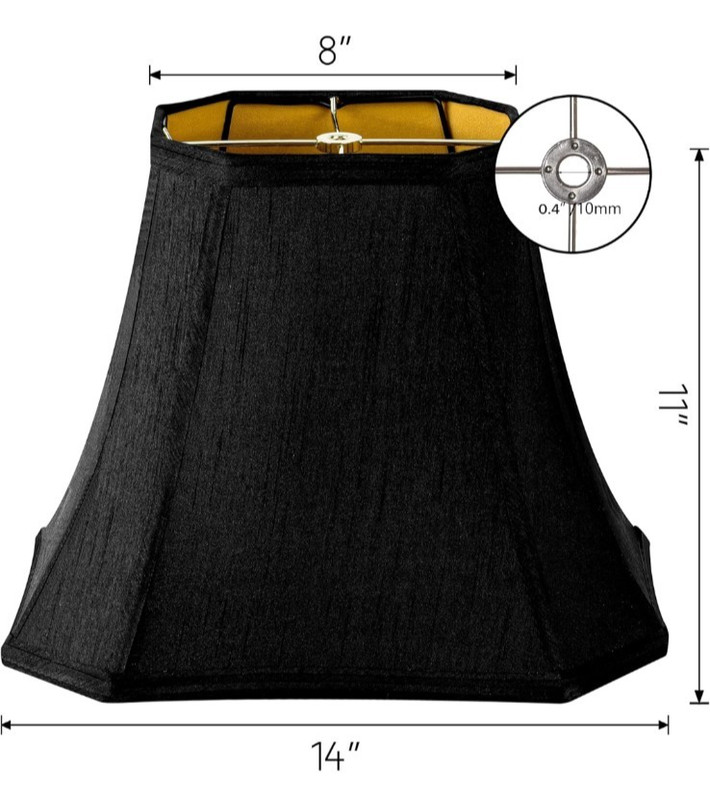 Black Rectangular Cut Corner Bell Lamp Shade (6" x 8") * (9" x 14") * 11" High gallery