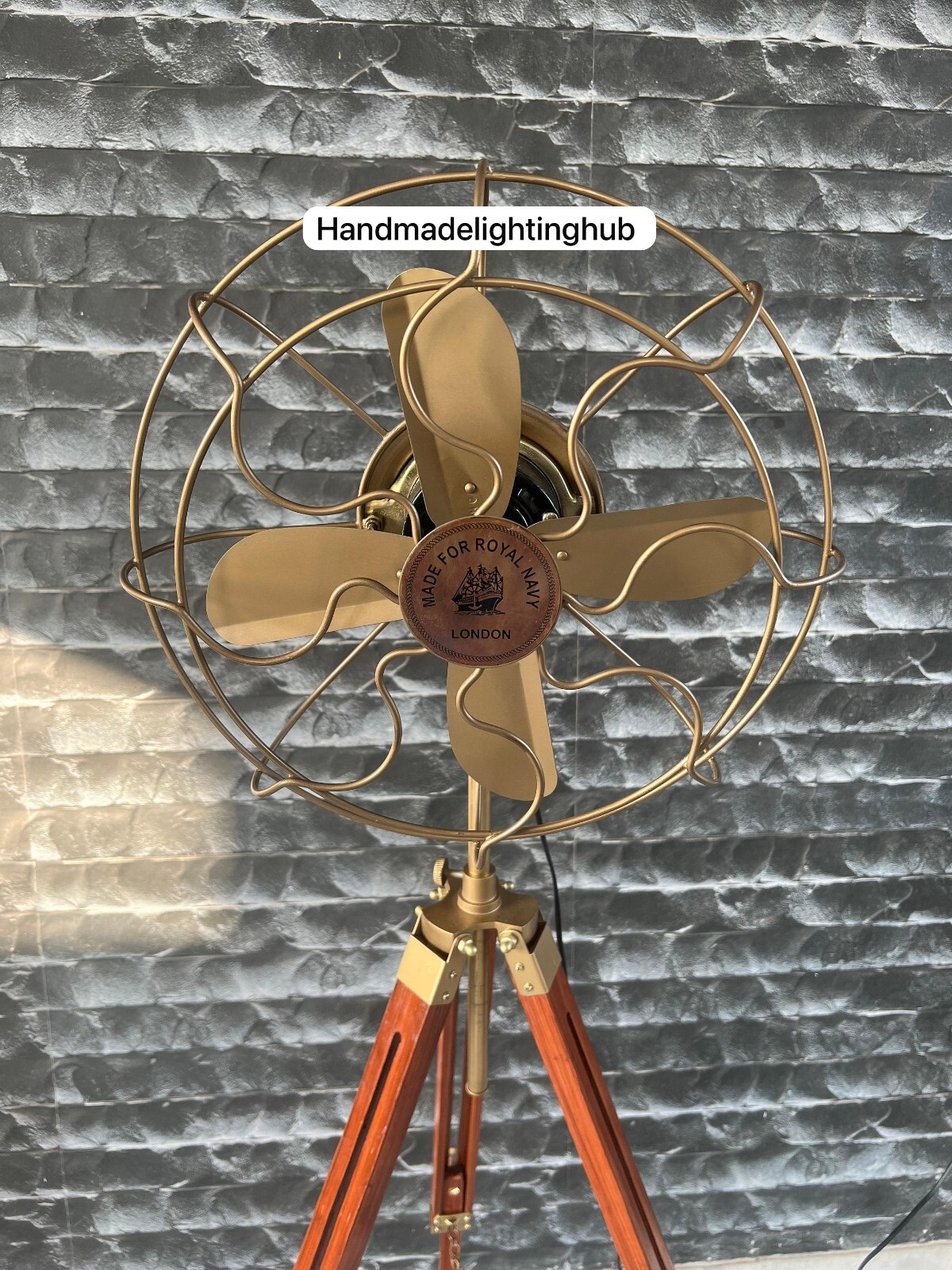 Modern Adjustable Wooden Tripod Pedestal Fan 3-Speed Energy-Efficient Electric gallery