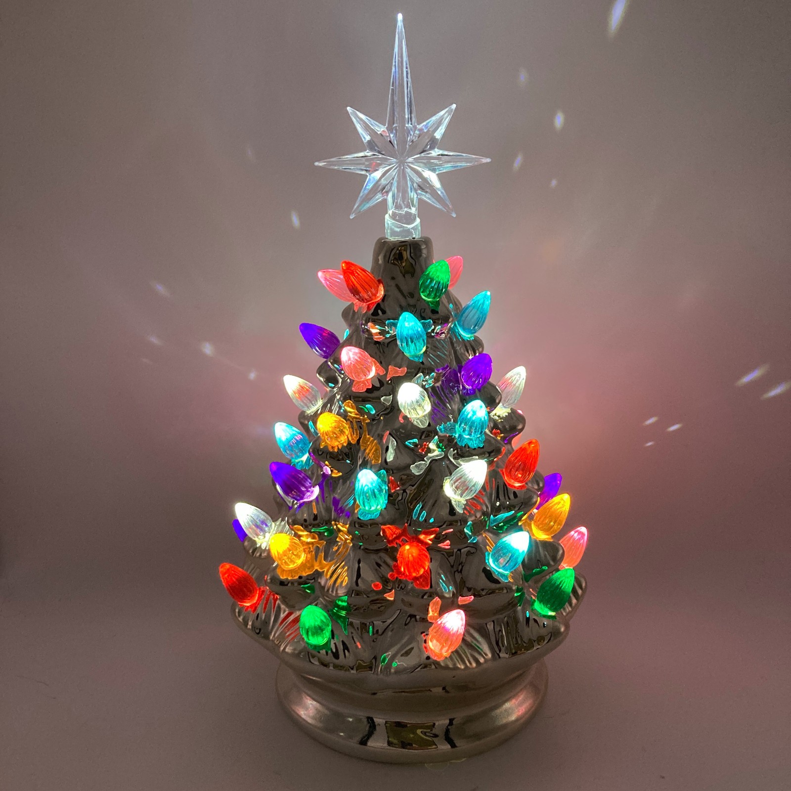 RJ Legend 9.6 In Silver Champagne Halloween / Christmas Ceramic Tree 3 Stars gallery