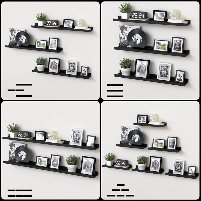 Splattertide 6 Pack Floating Wall Shelves, Display Shelves for Home Decoration gallery
