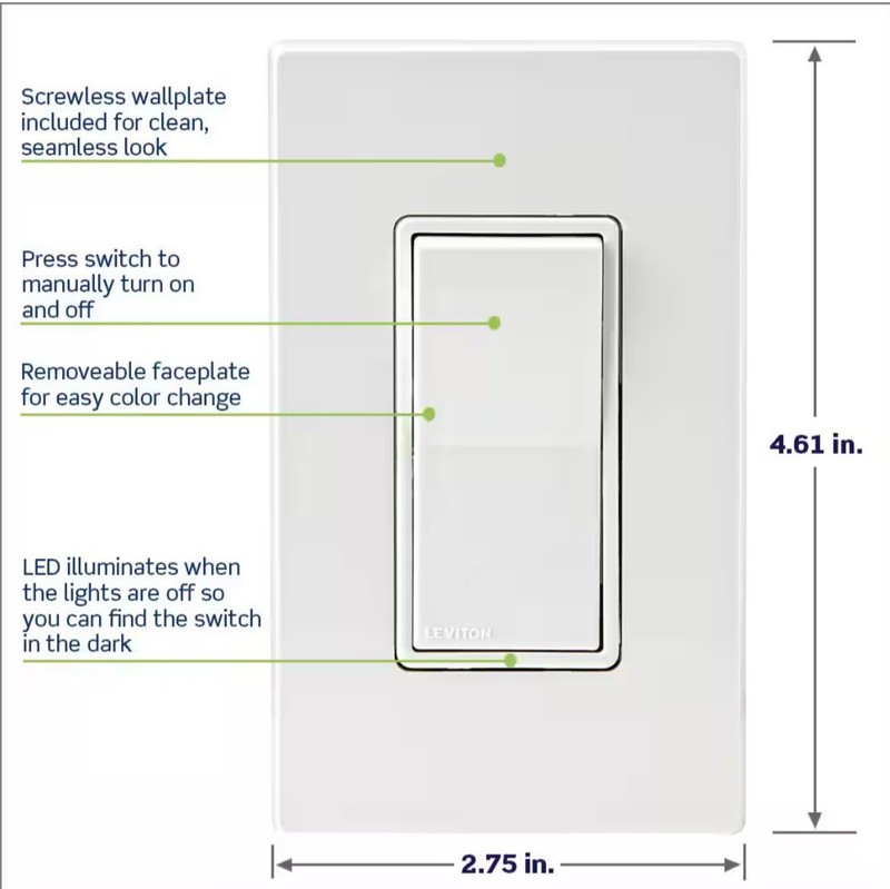 5-Pack Leviton Decora Smart WiFi Switch 2nd Gen No Hub Required D215S-1BW gallery