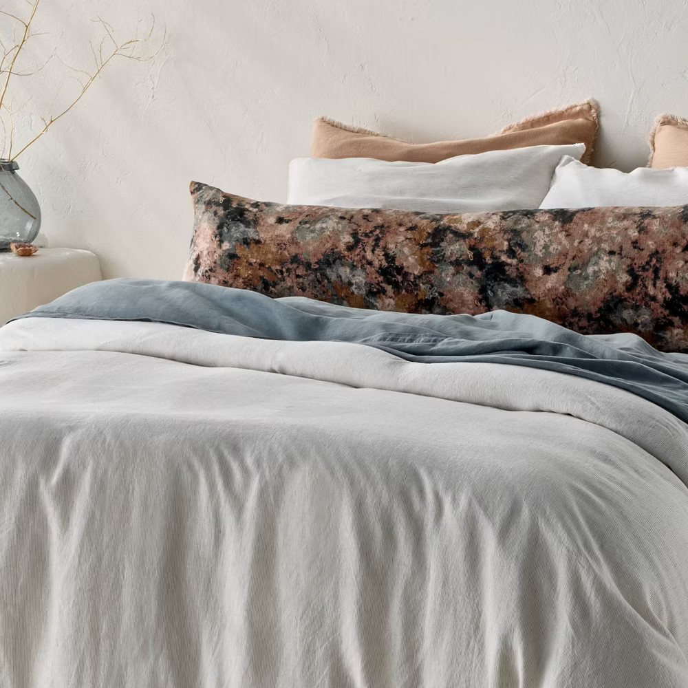 Full/Queen Linen Duvet Set Light Gray - Casaluna gallery