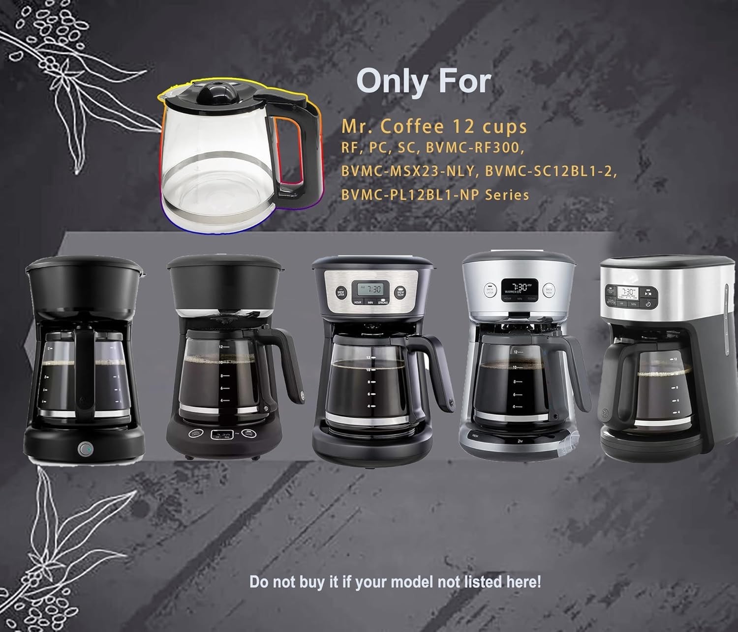 12 Cup Coffee Maker Pot Replacement for Mr. Coffee Models RF LM PC SC BVMC Serie gallery