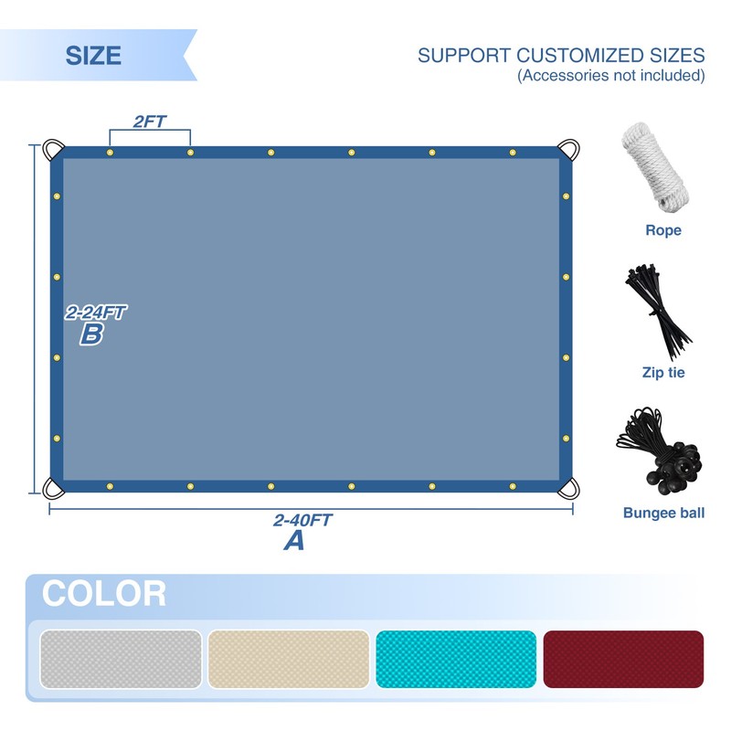 12 FT Rectangle Straight Edge Waterproof Sun Shade Sail Garden Yard Deck Outdoor gallery