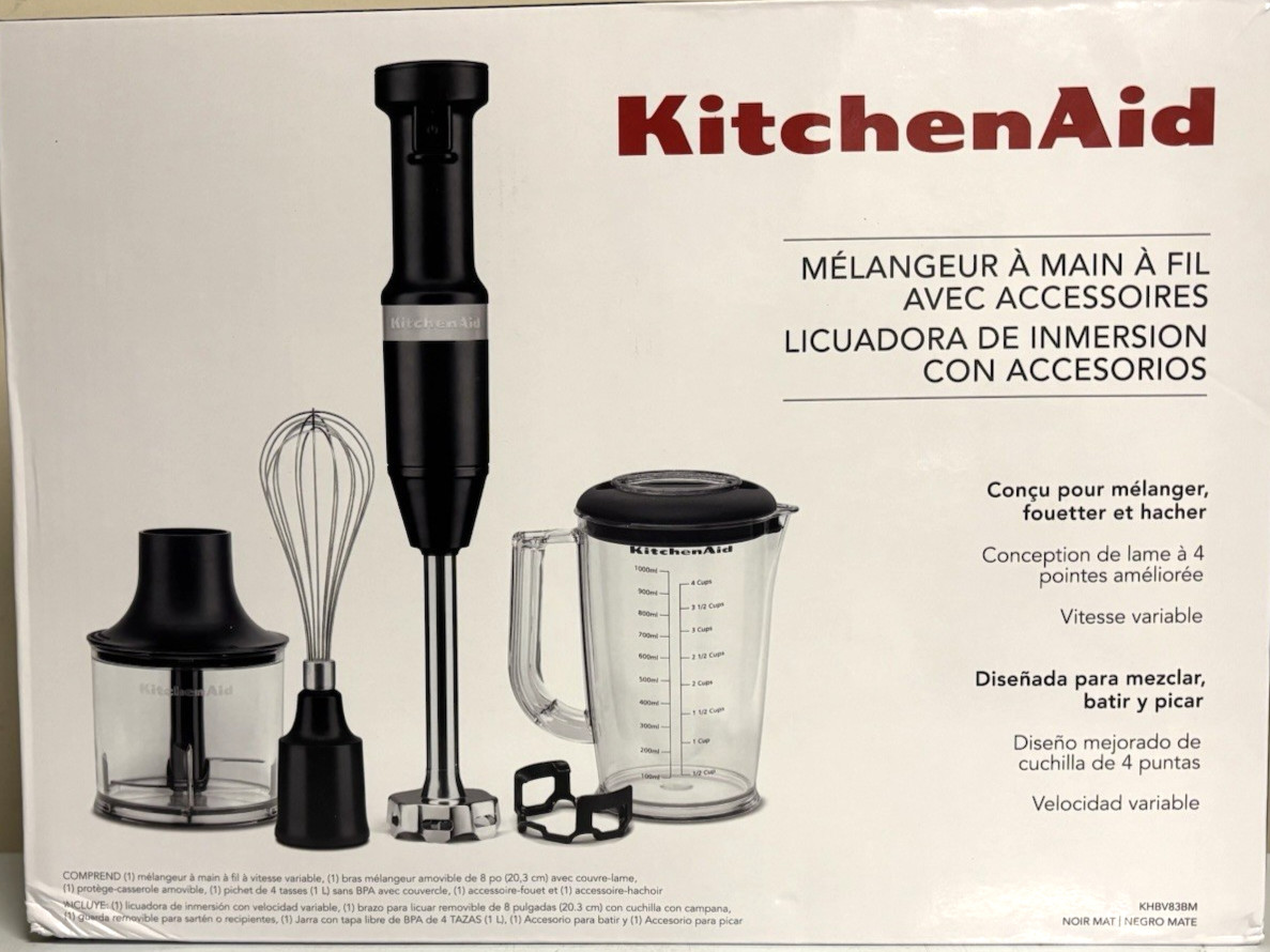 KitchenAid Corded Variable-Speed Hand Blender with Accessories, 6-Piece Set gallery