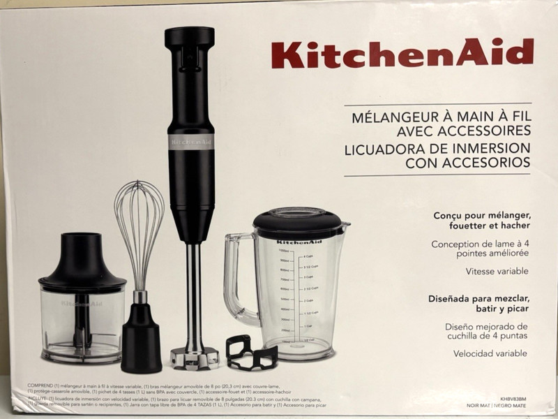 KitchenAid Corded Variable-Speed Hand Blender with Accessories, 6-Piece Set gallery