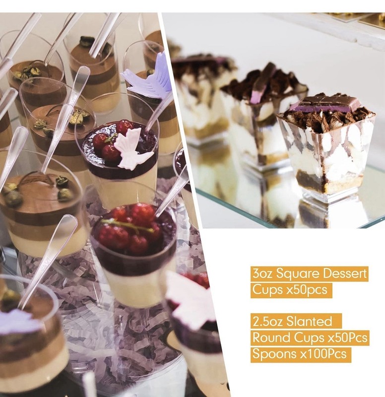 100 Pack Mini Dessert Cups with Spoons, 3 Oz Clear Plastic Parfait Appetizer gallery