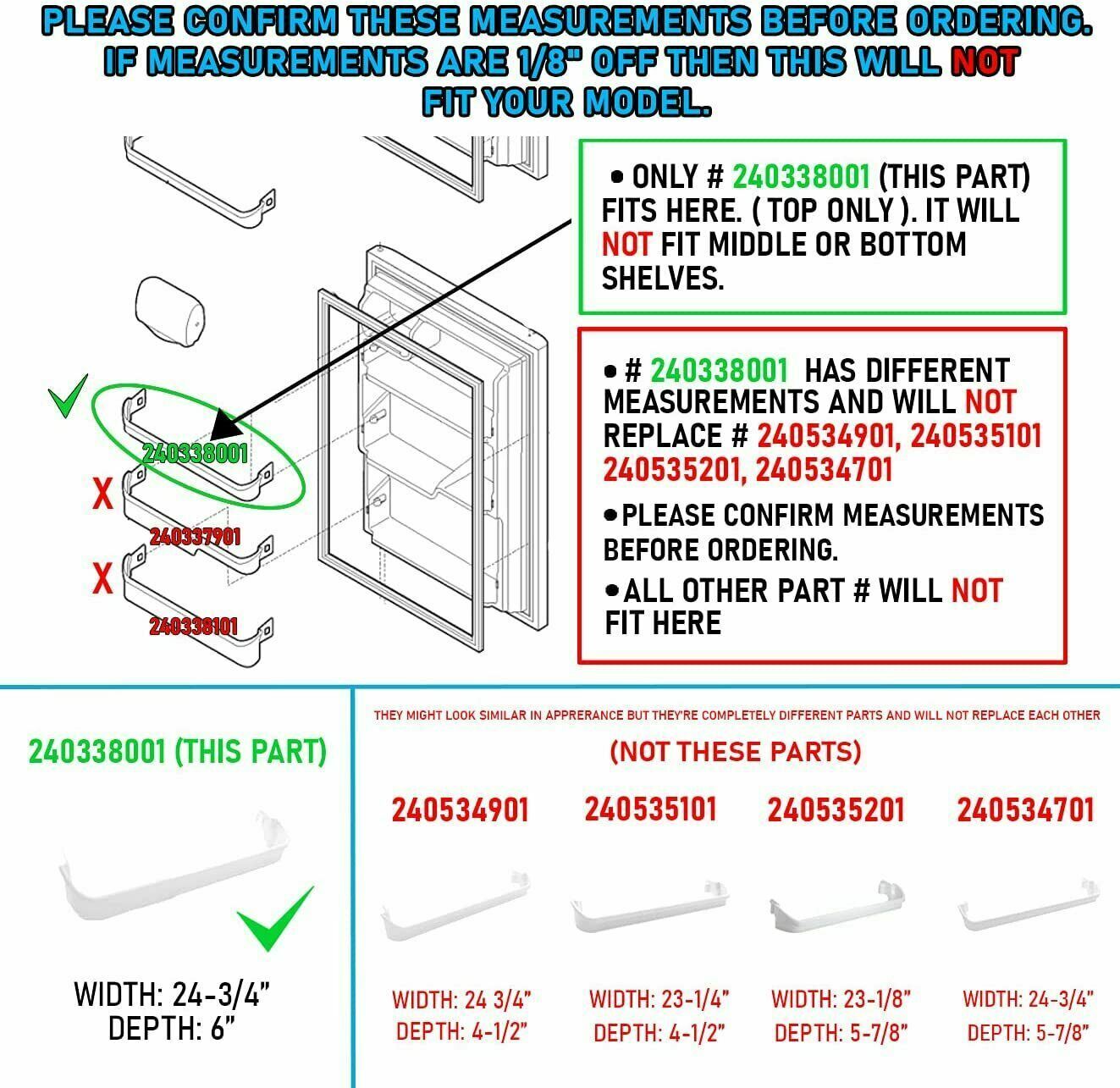 Top Door Bin Shelf Compatible with Frigidaire or Kenmore Refrigerator 240338001 gallery