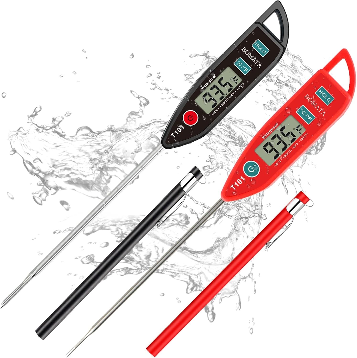 2-Pack Waterproof IPX7 Instant Read Digital Meat Thermometers for Grilling gallery