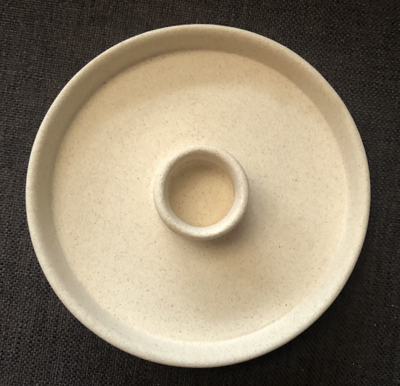 Ceramic Round Taper Candle Holder Beige Natural Unglazed Goodies Spackled New gallery