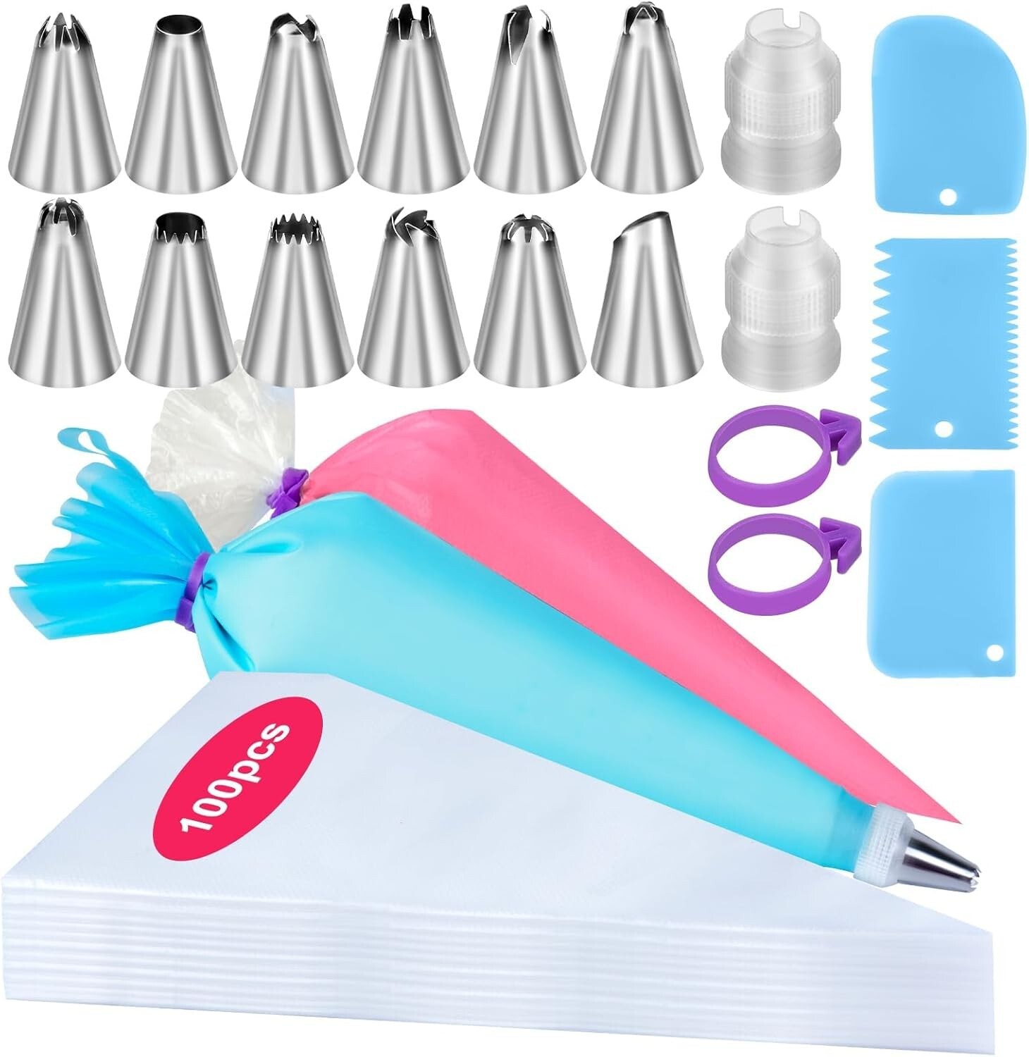 Piping Bags and Tips Set, 100Pcs 12 Inch Pastry Bags, Icing Bags Disposable f... gallery