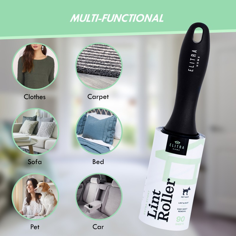 Elitra Extra Sticky Lint Roller Lightweight Handle + 4 Refill Packs (450 Sheets) gallery