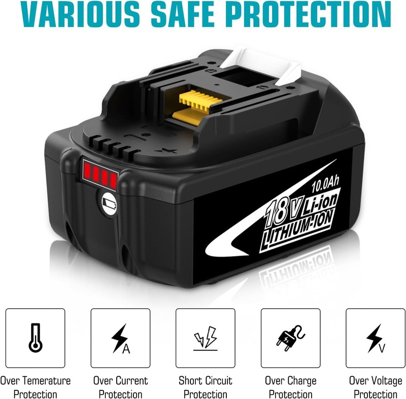 2PACK 4PACK 10.0Ah 18V Lithium-Ion Battery For Makita BL1850 BL1830 BL1860 gallery