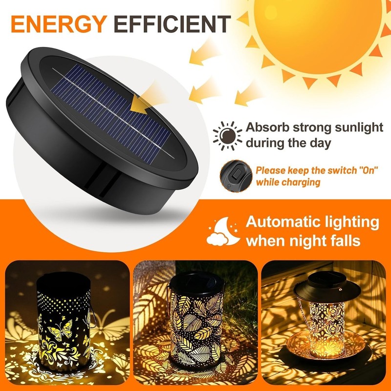 High-Efficiency Solar Light Replacement Tops - 3.35in Lantern Inserts, Warm LED gallery