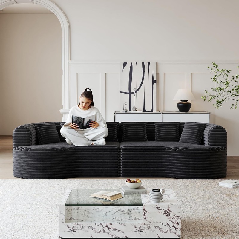 106.3" Curved Sectional Sofa Oversized Cloud Deep Seat Couch with 6 Pillows gallery