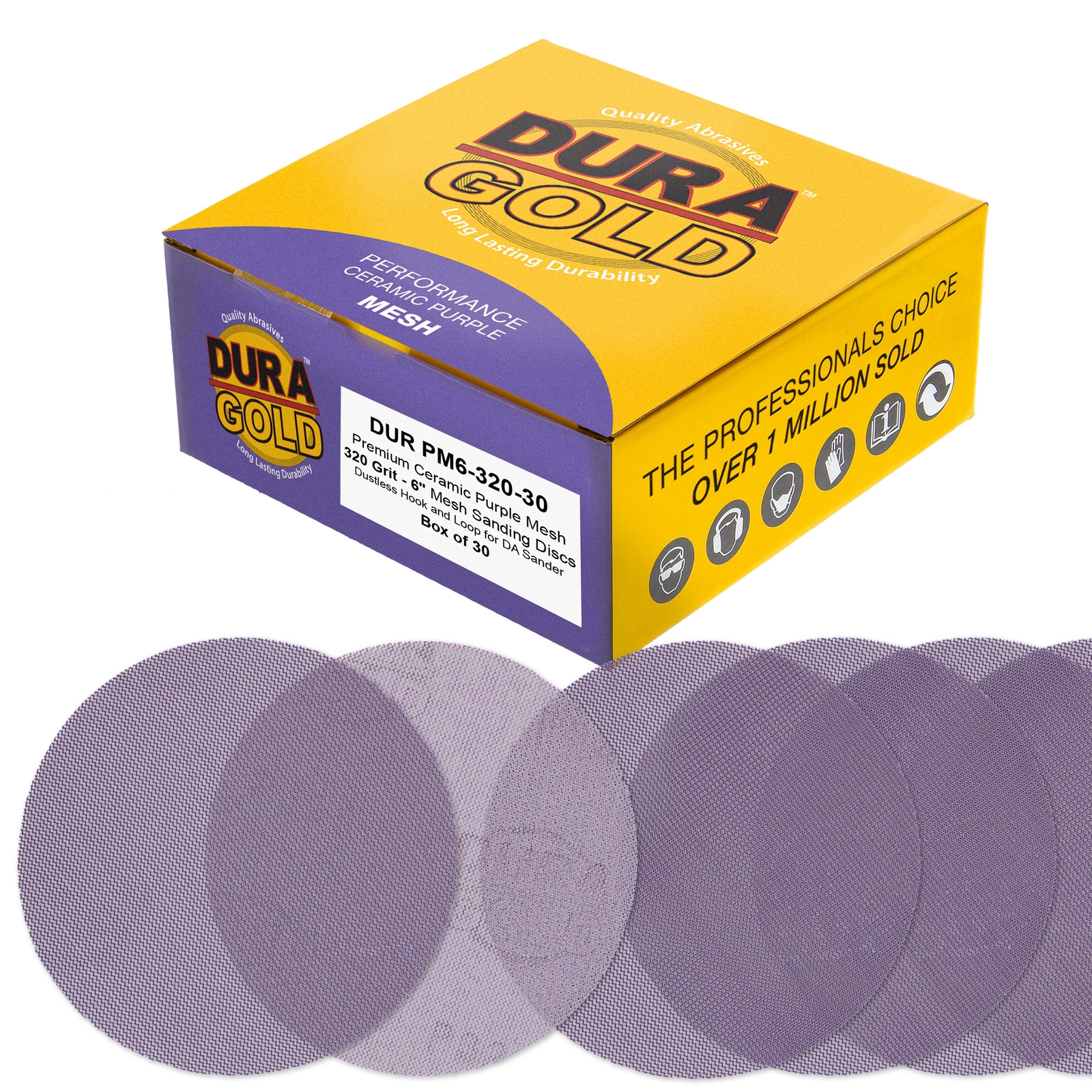 320 Grit 6" Purple Ceramic Mesh Sanding Discs, Box of 30 - Hook & Loop Sandpaper gallery