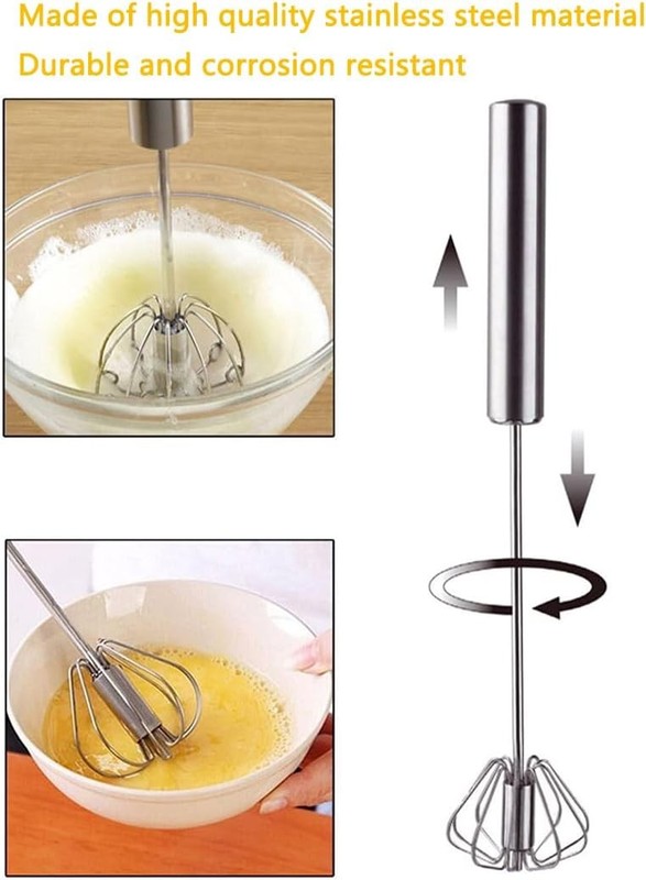 Semi-Automatic Egg Whisk Hand Push Egg Beater Stainless Steel Blender Mixer Whis gallery