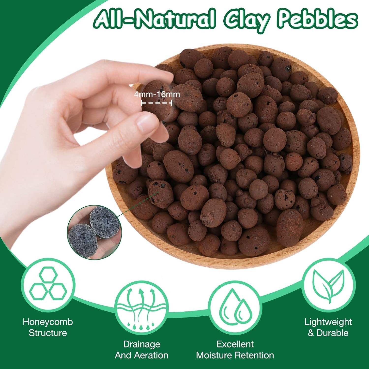 Riare 2 LBS Organic Expanded Clay Pebbles for Plants 4mm-16mm Natural Leca Balls gallery
