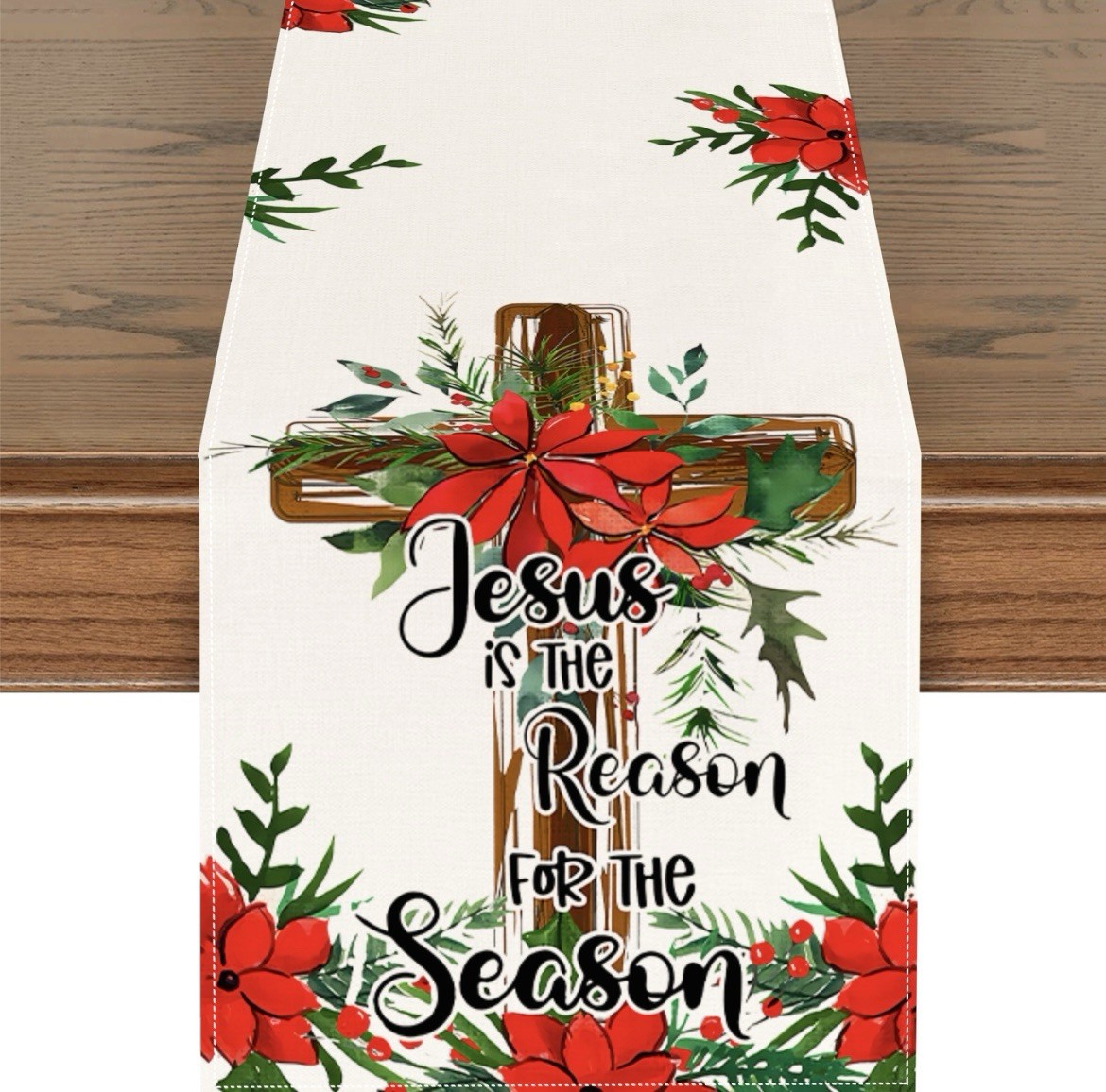 Jesus Is The Reason Christmas Table Runner 13 x 48 inch Religious Home Decor NEW gallery